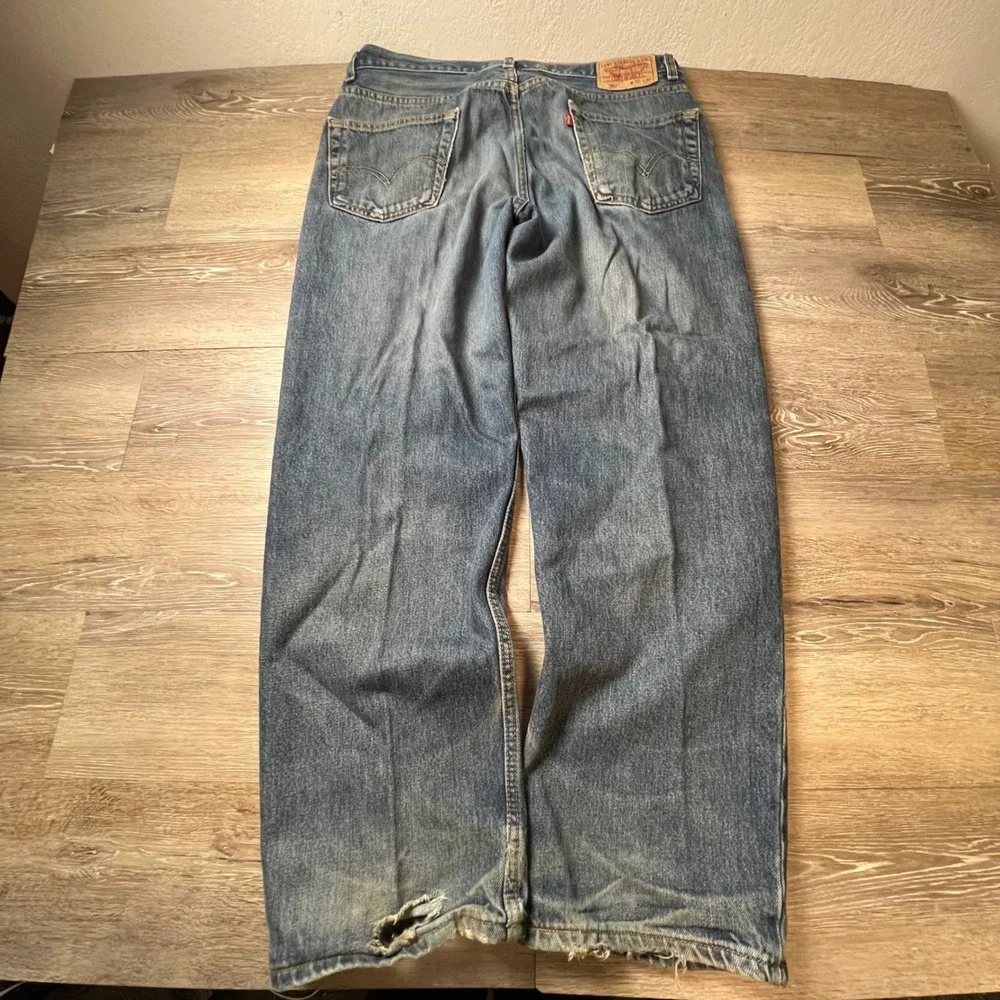 Levis 550 Jeans Mens 36x30 Blue Relaxed Fit Tapered Leg Distressed Denim 90s